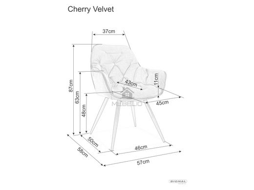 Крісло CHERRY Velvet Signal Зелений фотографія