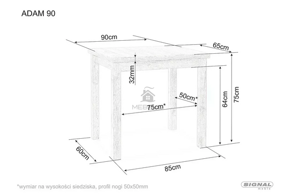 Стол обеденный Adam ADAM 90x65 Кашемир/дуб кремона торро фотография
