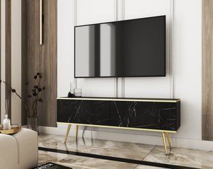 Тумба под ТВ Perfect Home Оро / Oro RTV135 золото Черный мрамор фотография