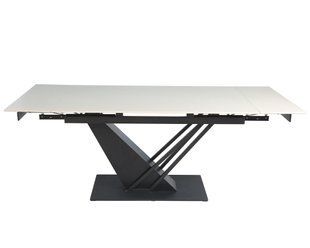 Стіл розкладний FERNANDO CERAMIC Intarsio 140(200)*90 бежевий/чорний фотографія
