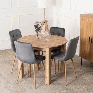 Комплект стіл MEBEL ELITE HARRY 102(142)х102 см,, дубовий ремісник, та 4 стільців FREDY, сірого кольору фотографія