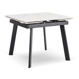 Стіл розкладний MEBEL ELITE LARES 90(150)х90 см Білий мармур/Чорний