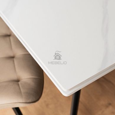 Стол раскладной MEBEL ELITE LARES 90(150)х90 см Белый мрамор/Черный