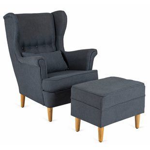 Крісло м'яке оксамитове з підставкою для ніг MEBEL ELITE  EVAN 2 Сірий