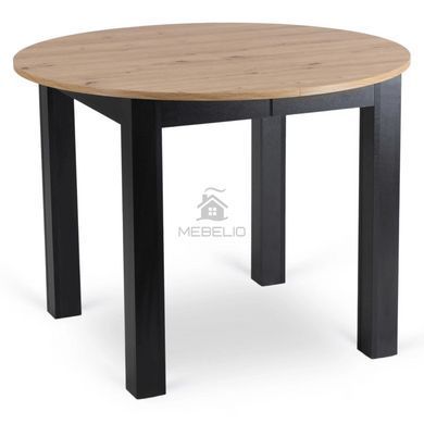 Комплект стіл MEBEL ELITE HARRY 102(142)х102 см дуб Artisan/чорний, та 4 чорних стільців BARI