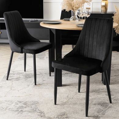 Комплект стіл MEBEL ELITE HARRY 102(142)х102 см дуб Artisan/чорний, та 4 чорних стільців BARI