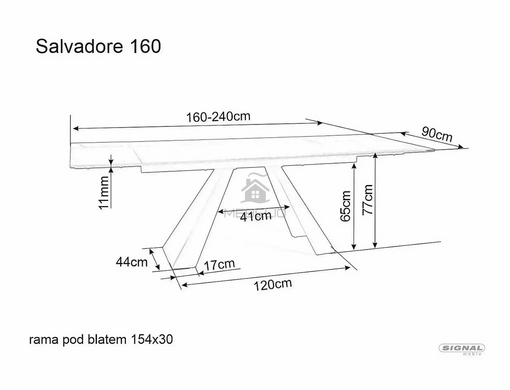 Стіл Обідній SALVADORE CERAMIC BRĄZ SABBIA 160(240)X90 Signal Світло Коричневий Мат / Чорний Мат фотографія
