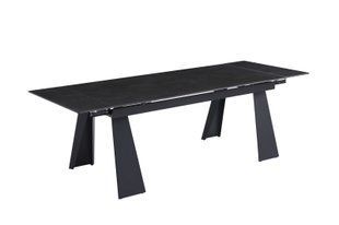 Стол раскладной ARNOLD CERAMIC Intarsio 160(220)*90 Wic dark grey Мат Черный фотография