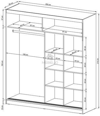 Шафа-купе Perfect Home Вікі II / Wiki II 200 2-дверна з дзеркалом Дуб сонома