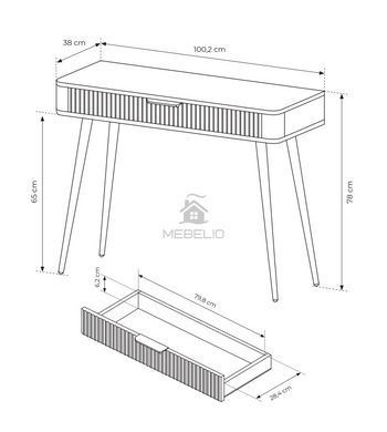 Стіл туалетний Perfect Home Ланте / Lante 1S/100 з 1 шухлядою і золотими ніжками Чорний