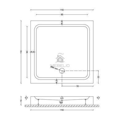Поддон мелкий квадратный Turkey 90x90x15 ( А0063054 )