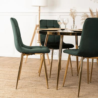 Стул бархатный MEBEL ELITE YORK Velvet, Зеленый / Золотой