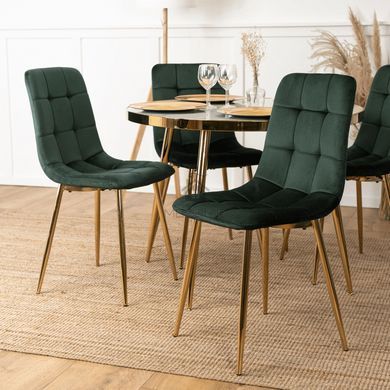 Стул бархатный MEBEL ELITE YORK Velvet, Зеленый / Золотой