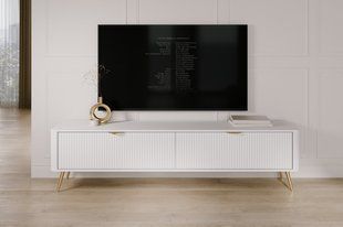 Тумба под телевизор Perfect Home Ланте/Lante 2-дверная с золотыми ножками 2D/200 Белый фотография