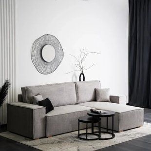 Кутовий диван універсальний MEBEL ELITE ALEX 262 см тканина Сірий