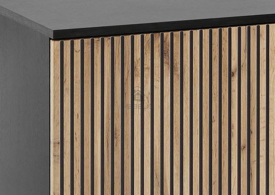 Тумба приліжкова з підсвіткою Perfect Home Сенто / Sento S54 з 1 шухлядою Чорний/дуб вотан