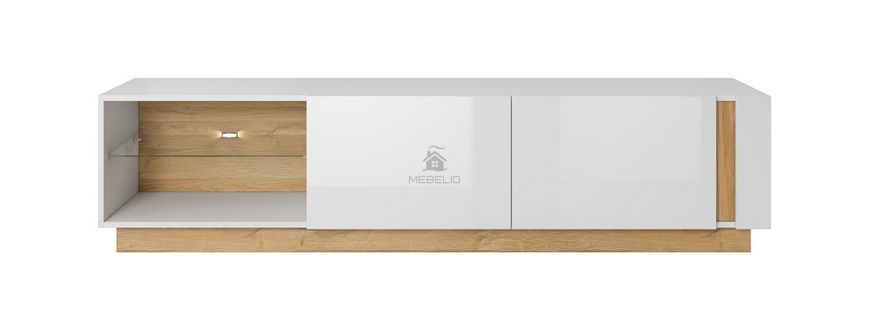 Тумба под телевизор Perfect Home Арко/Arco 2-дверная 2D/187 Белый глянец/дуб грандсон фотография
