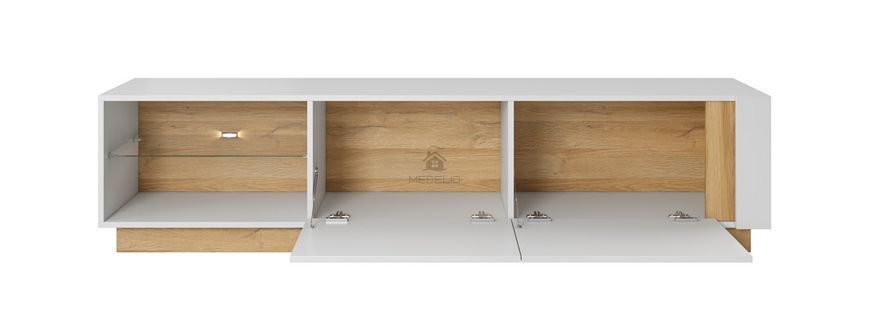 Тумба под телевизор Perfect Home Арко/Arco 2-дверная 2D/187 Белый глянец/дуб грандсон фотография