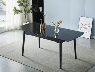 Стіл розкладний BERLIN CERAMIC Intarsio 140(180)x80 Чорний Мат Кераміка Чорний фотографія