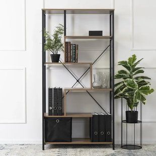 Стеллаж MEBEL ELITE AKRIS Орех / Черный фотография