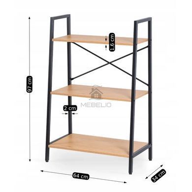 Стеллаж MEBEL ELITE VIOR Золотой дуб / Черный фотография