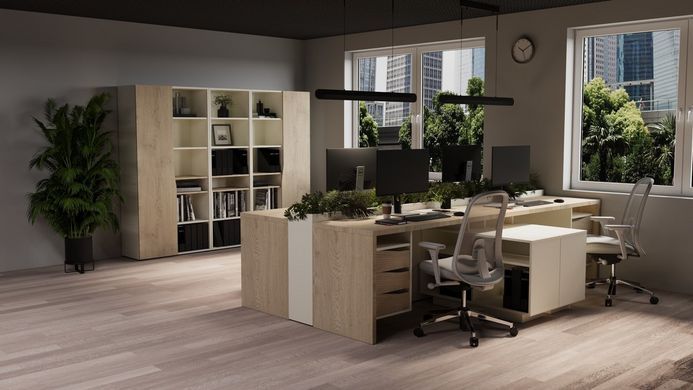 Стіл письмовий CONNECT 1 L SK 1900*786 Intarsio дуб кремона котта/стоун бейж