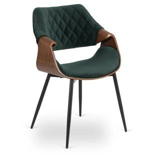 Стул бархатный MEBEL ELITE DAKOTA Velvet, Зеленый / ореховый