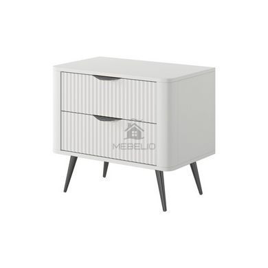 Тумба приліжкова Perfect Home Ланте / Lante з 2 шухлядами і чорними ніжками 2S Білий