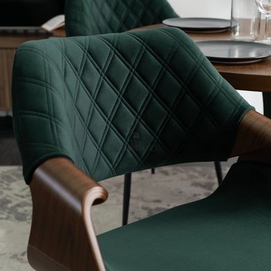 Стул бархатный MEBEL ELITE DAKOTA Velvet, Зеленый / ореховый