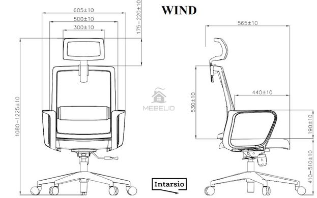 Компьютерное кресло WIND Intarsio Серый / Синий фотография