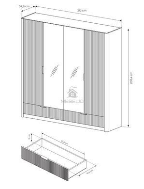 Шафа для одягу Perfect Home Ланте / Lante 4-дверна з дзеркалом і золотими ручками 4D2S/213 Беж фотография
