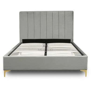 Кровать двуспальная бархатная MEBEL ELITE MARCELO Velvet 140x200 см Серый фотография