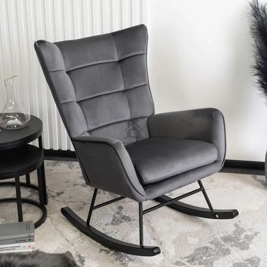 Кресло-качалка бархатное MEBEL ELITE JACKSON Velvet Серый