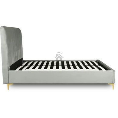 Кровать двуспальная бархатная MEBEL ELITE MARCELO Velvet 140x200 см Серый фотография