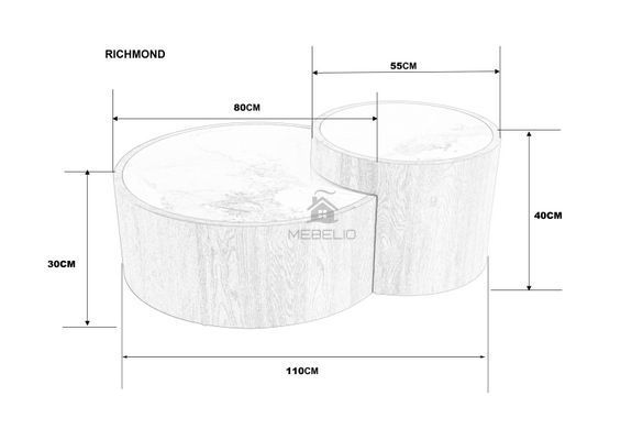 Журнальный столик RICHMOND Intarsio 110x80 белый эф.мрамора/дуб фотография
