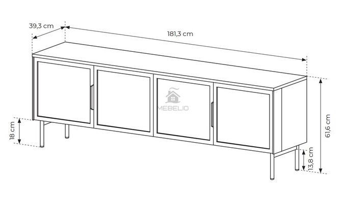 Тумба под телевизор с подсветкой Perfect Home Луми / Lumi 4D/181 4-дверная Дуб Дунин фотография
