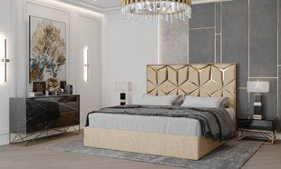 Кровать КРИСТАЛ Prestol 180x200 Бежевый велюр фотография