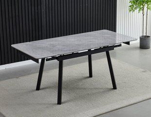 Стол раскладной MADRID CERAMIC Intarsio 120(180)*85 Серый Глянец Черный фотография