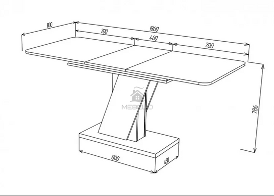 Стол раскладной CARVELO B/B Intarsio 140(180)x80 Белая Аляска РЕ / Черный Униколор фотография