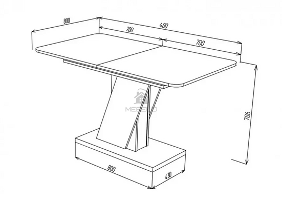 Стіл розкладний CARVELO B/B Intarsio 140(180)x80 Біла Аляска РЕ / Чорний Уніколор фотографія