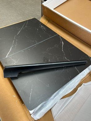 Стіл розкладний BERLIN CERAMIC Intarsio 111(140)x75 чорний мат/чорний каркас