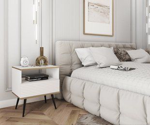 Тумба приліжкова Perfect Home Оро / Oro з 1 шухлядою і чорними ніжками S54 MDF Білий