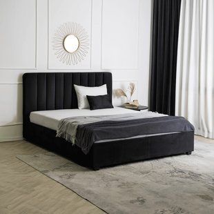 Кровать двуспальная бархатная 160x200 MEBEL ELITE MARI Velvet Черный фотография