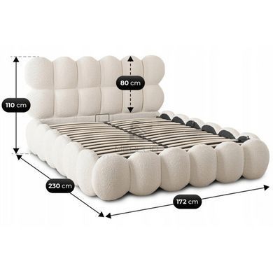Кровать двуспальная MEBEL ELITE ANKARA 140x200 см Кремовая Букле фотография