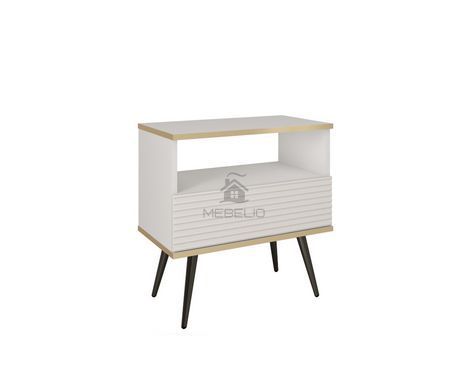 Тумба приліжкова Perfect Home Оро / Oro з 1 шухлядою і чорними ніжками S54 MDF Білий
