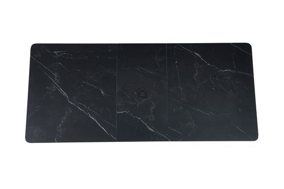 Стіл розкладний BERLIN CERAMIC Intarsio 111(140)x75 чорний мат/чорний каркас