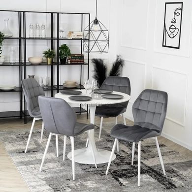 Стул бархатный MEBEL ELITE LUCKY Velvet, Серый/Белый фотография
