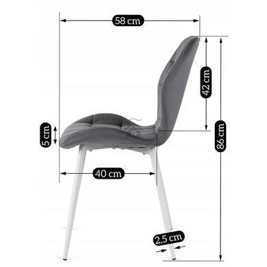 Стул бархатный MEBEL ELITE LUCKY Velvet, Серый/Белый фотография