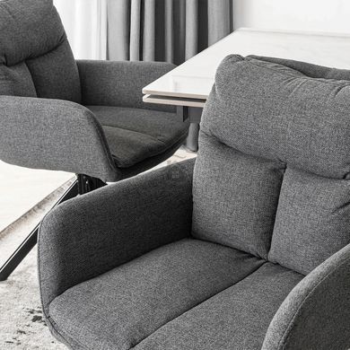 Комплект стіл MEBEL ELITE LUIGI 160(240)х90 см сірий мармур/чорний та 4 стільців PAUL темно-сірого кольору