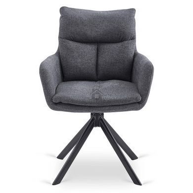 Комплект стіл MEBEL ELITE LUIGI 160(240)х90 см сірий мармур/чорний та 4 стільців PAUL темно-сірого кольору